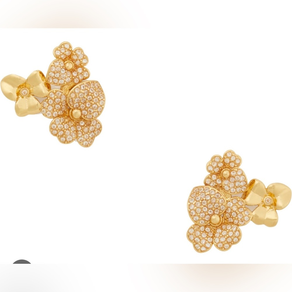 Kate Spade Precious Pansy Pave Cluster Stud Earrings brand new
